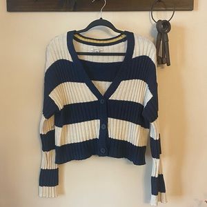American Eagle Striped Cropped Cardigan